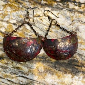 Very cool burnt copper dangle earrings